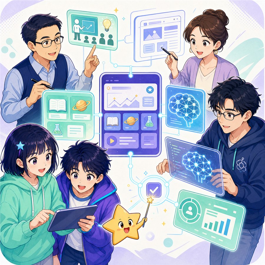 教师、产品设计师和 AI 工程师与小漫小星共创智能教育产品